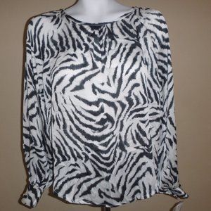 Womens Ophelia Roe Zebra Print Blouse Long Sleeve Top Size S M L XL 1X 3X NWT